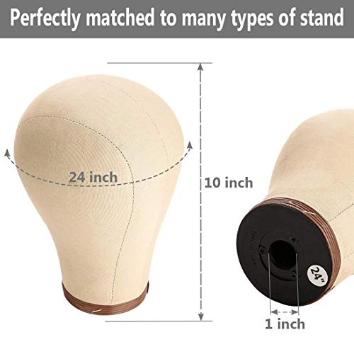 23 Inch Cork Canvas Wig Head Mannequin with Stand