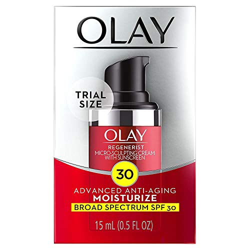Olay Regenerist Micro-Sculpting Cream Face Moisturizer with Sunscreen,SPF 30,Trial Size 0.5 oz,(Pack of 2)