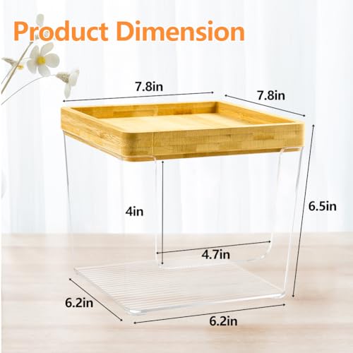 GRETJOB Disposable Face Towel Holder Box, Acrylic Facial Container for XL Clean Skin Club, Large Storage With Bamboo Lid Towel Organizer Container for Bathroom, Vanity Makeup, Clear