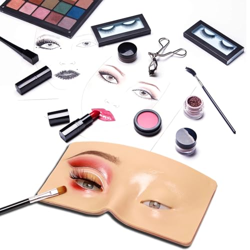 3D Eye Makeup Practice Board - Reusable Silicone Face Mannequin for Beginners to Practice Eyesmakeup Kit (White)