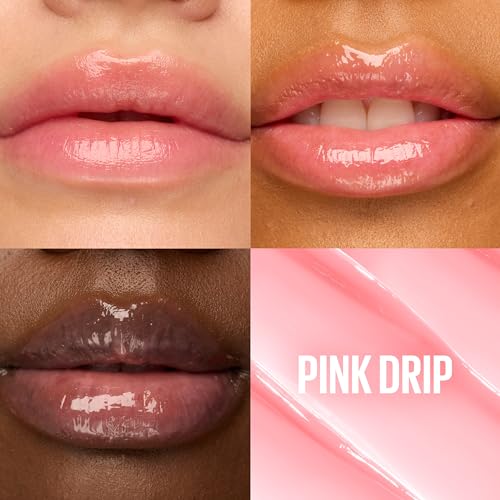 MAYBELLINE Lifter Glaze Oil Balm with Hyaluronic Acid and Hydrating Oil Blend, Lip Balm with 24HRs of Smooth, Moisturizing Shine, Pink Drip (Sheer Baby Pink)