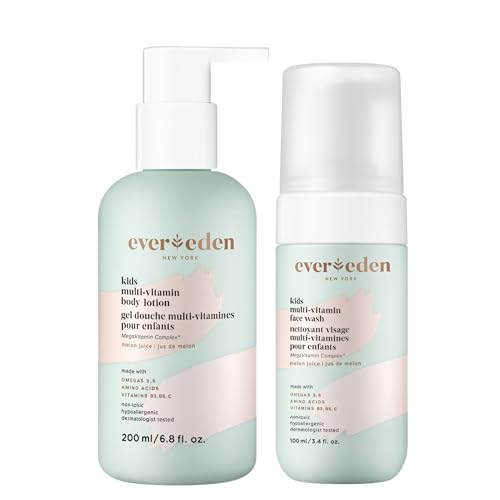 Evereden Multi-Vitamin Kids Face Wash & Multi-Vitamin Body Lotion: Melon Juice - Clean and Non-Toxic Products | Multi-Vitamin Skin Care for Kids