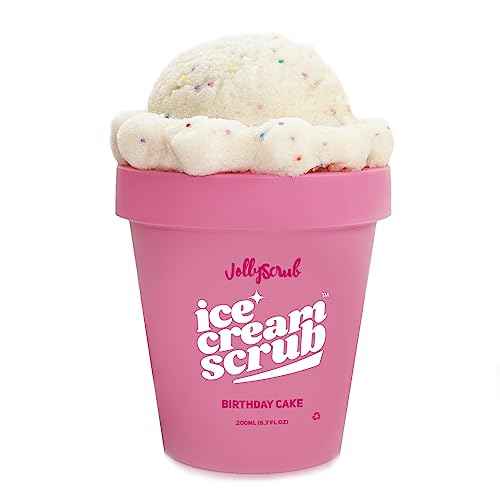 Ice Cream Scrub, Clean Exfoliating Sugar Scrub with Whipped Shea Butter Scrub & Nourishing Oils, Gentle & Moisturizing Sugar Scrub, Fights Dryness and Locks in Hydration, Cake Scent 200ml