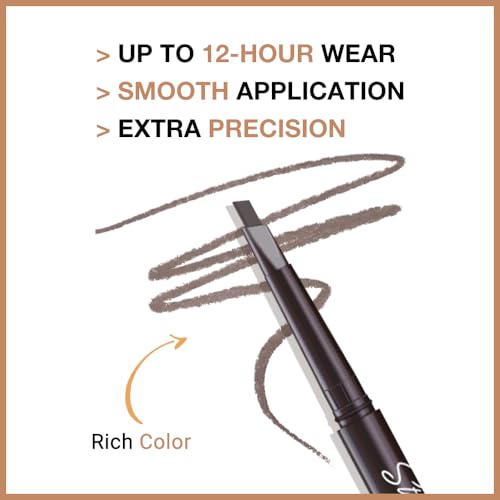 Eyebrow Retractable Pencil Set - 12 Pcs Triangle Tip Dual-Sided
