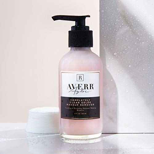 Averr Aglow Completely Clear Gel?e Makeup Remover, Face Care, Boost Collagen, Calm Skin, Natural Plant Based Solution Facial Cleanser, Removes Waterproof Makeup