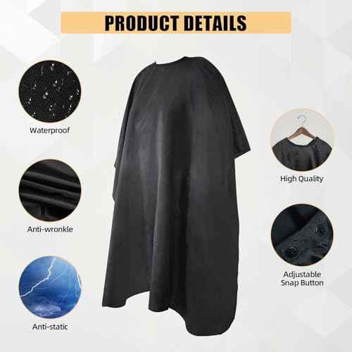 Professional Haircut Cape with Adjustable Snap Closure and Neck Duster Brush, Salon Hair Cutting Cape, Barber Cape for Unisex
