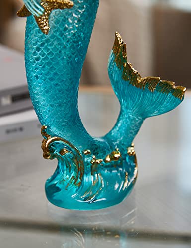 SEINHIJO Mermaid Statue Decor Modern Sculpture Figurine Home Gifts Table Centerpiece Crafts Polyresin Arts 9.8inch