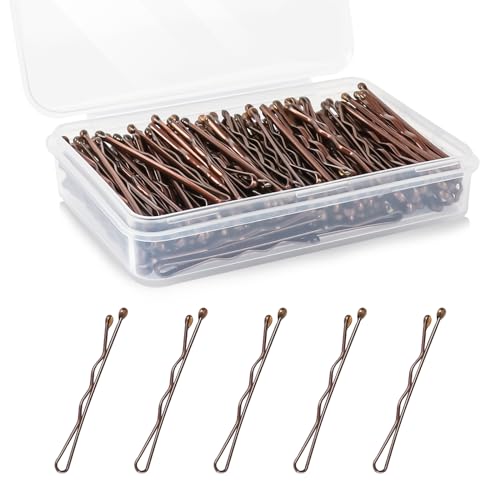 150 Count Mini Bobby Pins 1.38" with Storage Box - Brown