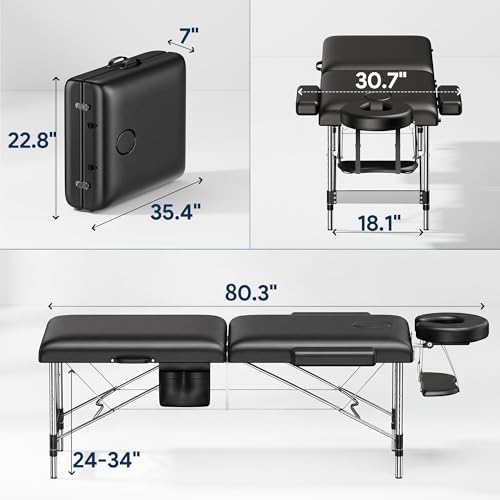 Brelley Portable Massage Table 22.8" Adjustable Height 490 lbs