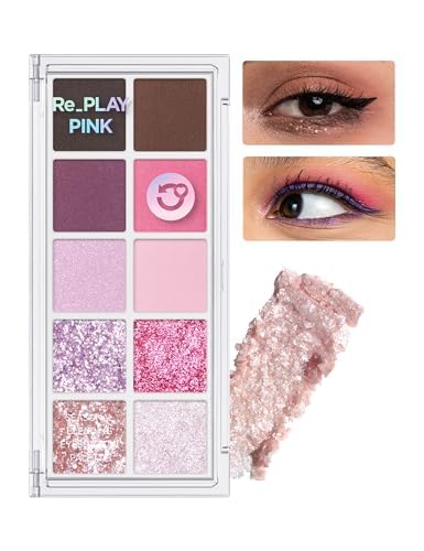 PEACH C Seasonal Blending Eyeshadow Palette | Eye-Catching Eye Palette Makeup Hues for Everyday Use| Multi-Functional Eye Shadow Palette Makeup Shades| Lasting Makeup Eyeshadow Re_Play Pink 0.43 fl oz