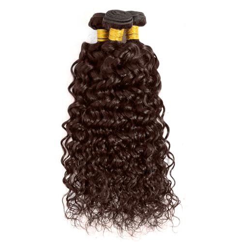 #4 Brown Water Wave Human Hair Bundles - 30, 32, 34 Inch