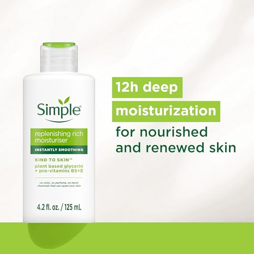 Simple Kind To Skin Replenishing Rich Moisturizer - Face Cream Nourishes and Hydrates - Face Moisturizer with Niacinamide, Vitamins B5 and E - 6 pc