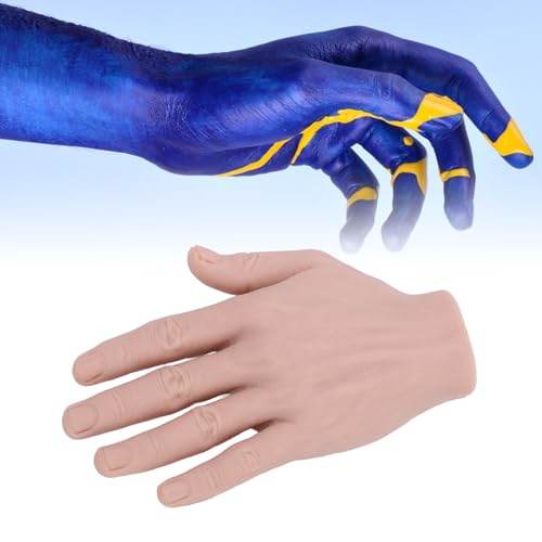 Silicone Male Hand Model, Reusable Silicone Artificial Hand Model for Festival Props Painting Practice, Silicone Tattoo Practice Hand for Experienced Tattoo Artists and Beginners