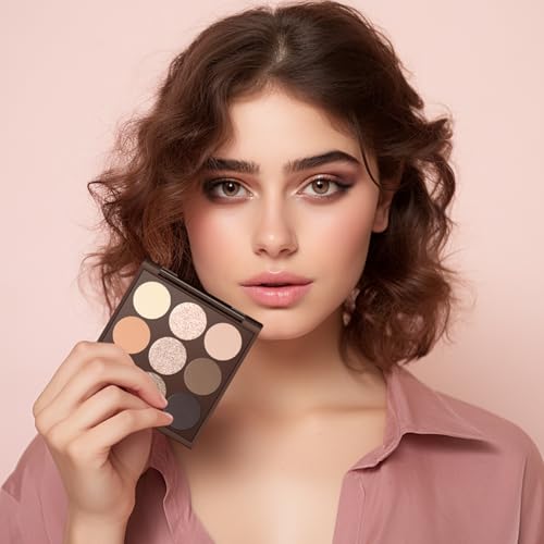 MYSTER ROSEY Nude Eyeshadow Palette - 9 Shades, 12H Waterproof
