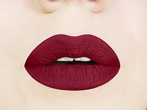 Aromi Maroon Burgundy Liquid Lipstick | Bordeaux Wine Lip Color with Blue Undertones, Vegan, Cruelty-free, Waterproof, Long-lasting (Red Dahlia)