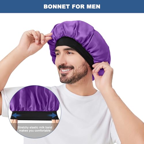 Selalu 3-Pack Satin Sleep Bonnet for Women & Men - Color 02, Comfortable & Soft Elastic Band