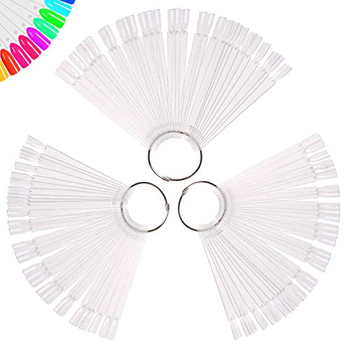 150 Pcs Clear Nail Swatch Sticks with Ring - Acrylic Polish Display Tips