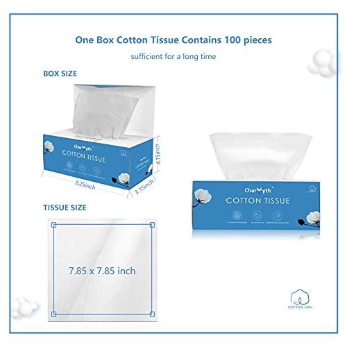 Extra Thick Disposable Face Towel, Disposable Makeup Removing Wipes, 100% USA Cotton and 100% Organic & Cruelty Free, Lint-Free Cotton Tissues for Sensitive Skin