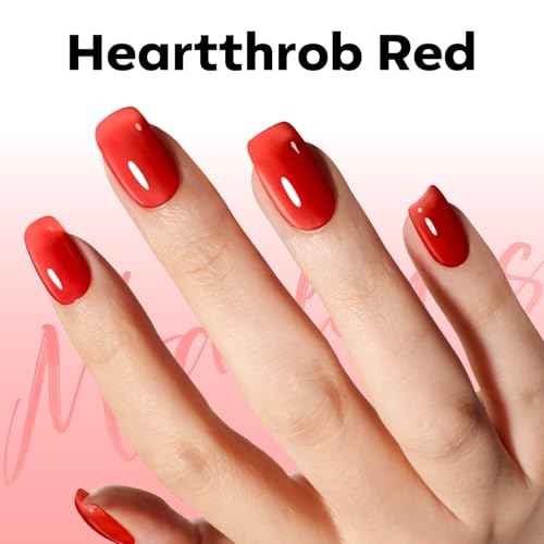 modelones Red Gel Nail Polish Jelly Translucent Gel Polish Neutral Sheer Nails Soak Off LED Nail Lamp Manicure Salon Gift 15 ML