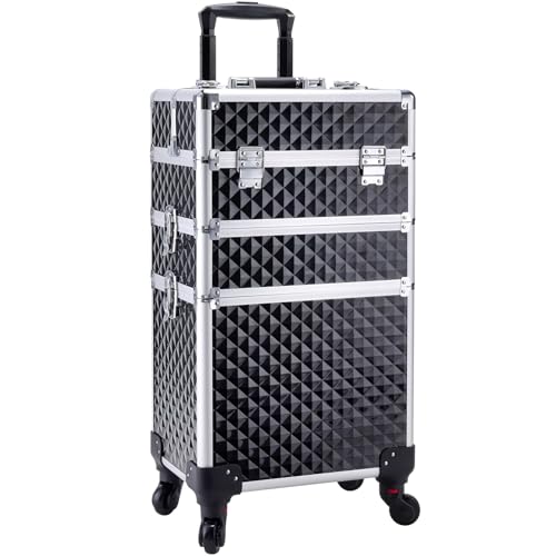 Professional Rolling Makeup Train Case | Aluminum Trolley with 360° Wheels