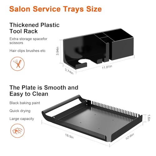 Hairstylist Rolling Cart, Salon Tray Cart on Wheels, Salon Trolley Braiding Hair Rack,Coloring Tray with Holder, Rolling Tool Trolley Hairstylist Station Organizer
