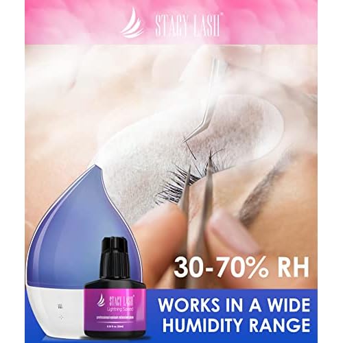 Lightning Speed Eyelash Extension Glue 10ml & STL-1 Isolation Tweezers - Stacy Lash/Black Adhesive 0.3Sec Drying Time/Retention 6-8 Weeks/Precision Stainless Steel Tool/Professional Supplies