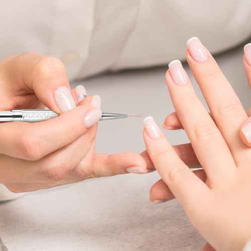 cobee 2 Pcs Double Ended French Tip Brush Hard Gel, Nail Builder Gel Brush, Brush Liner for Design Professional Nail Art