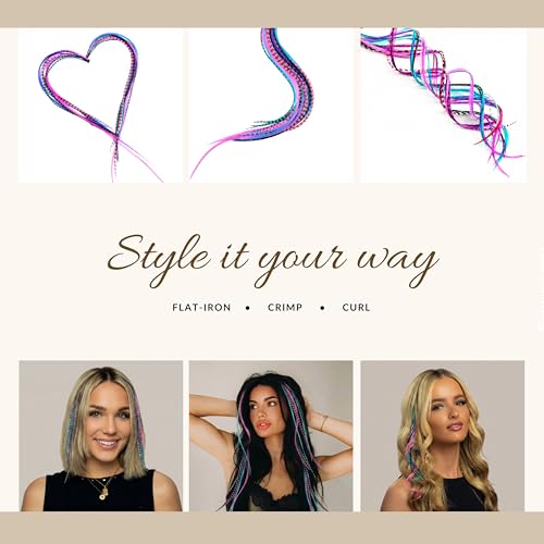 Purple Pink & Turquoise Feather Hair Extensions - 9-14" Boho Style
