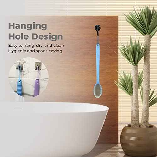 Avilana Back Scrubber for Shower,19 inch Silicone Body Scrubber with Handle, Shower Back Scrubber for Men and Women, Back Brush for Shower, Loofah with Handle Shower Brush