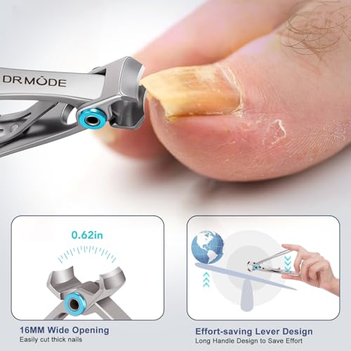 Toenail Clippers for Seniors Thick Toenails, Wide Jaw Opening Slanted Curved Toe Nail Clippers for Men Thick Ingrown Nails, Large 360 Degree Rotary Fingernail Clipper Nail Cutter