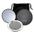 Ilios Lighting Black LED Compact Mirror with Light and 1x and 10x Magnifying Mirror in 5-inch mini Size Ideal for Travel