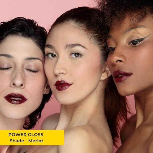 Power Gloss ? Bold Merlot Vegan Lip Gloss with High Pigment, Hyaluronic Acid, Jojoba & Castor Oil for Vampy, Non-Sticky, Moisturizing Color (Merlot)