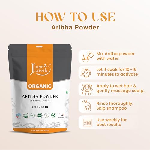 Organic Aritha Powder 227g - Natural Hair Cleanser & Conditioner