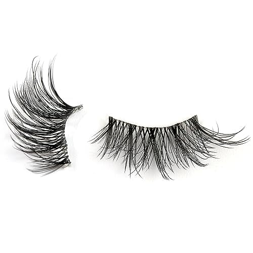 HICOCU Half False Eyelashes Clear Band Russian Strip Lashes D DD Curl Fluffy Mink Lashes Natural Wispy Mink Eye Lashes Pack Reusable Fake Eyelashes Extension 10 Pairs¡¦ (HAY-ZM5)