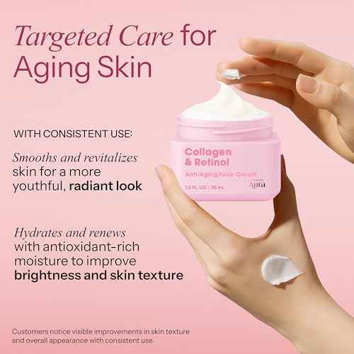 Collagen & Retinol Face Cream - Dermatologist Tested Korean Anti-Aging Moisturizer for Smoothing & Firming - Premium Formula for Wrinkle Care & Skin Rejuvenation - 1.67 fl oz
