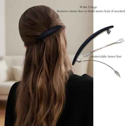 Large Hair Barrette Matte 4 Inch No Slip Not Easy to Break French Hair Clips for Women Thick to Thin Hair, 3 Pack