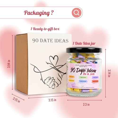 90 Date Ideas In A Jar Date Night Ideas Color Coded Date Ideas Budget-friendly Date Jar Wedding/Anniversary/Bridal Shower/Newlyweds Gifts for Couples, Him, Her, Boyfriend, Girlfriend, Gag Gifts Funny
