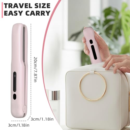 Gosect Cordless Hair Straightener 2-in-1 Curler, Portable Mini Flat Iron