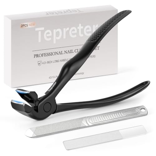 Ergonomic Long Handle Toenail Clippers for Seniors - 4.75" Curved
