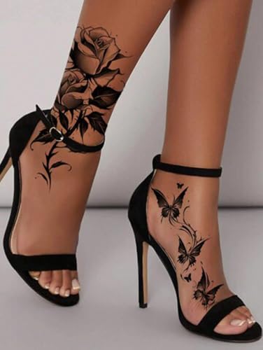 7 Red Rose Temporary Tattoo Stickers for Women