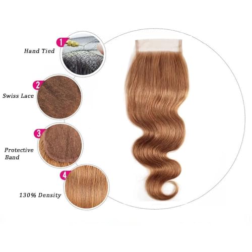 Light Brown Lace Closure 4x4 HD Swiss Lace Virgin Hair