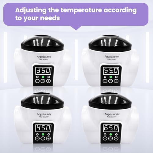 Electric Nail Steam Remover Machine Nail Soaking Bowl with Manicure Tools ? Adjustable Temp, Fast Gel/Dip/Acrylic Remover, LED Display & Acetone-Proof Bowl for Home Salon