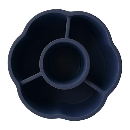 360¡Æ Rotate Makeup Brush Holder, 4 Slot Spin Beauty Tools Organizer, Brush Countertop Display Case, Desktop Storage, Bathroom Vanity Holder, Resin with Navy Blue Rubber Paint.