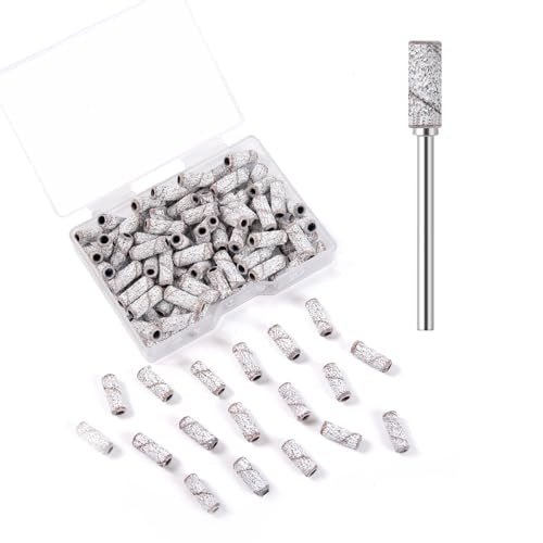 100pcs Zebra Nail Sanding Bands & Mandrel Bit - 80 Grit Coarse