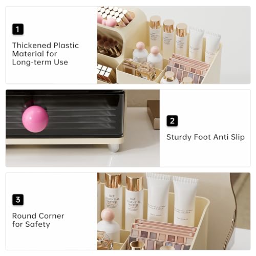 UFORU Makeup Organizer with 2 Drawers & Brush Holder