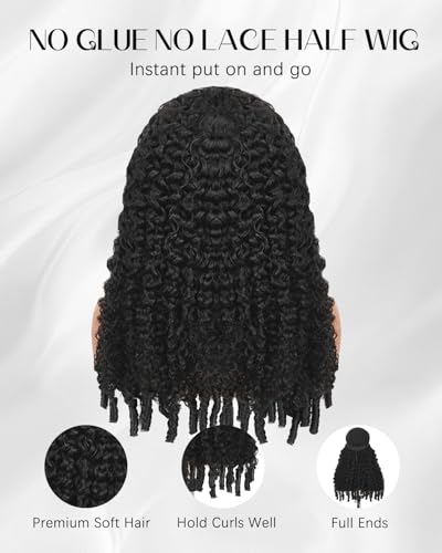 Burmese Curly Half Wig 18" Human Hair Glueless Drawstring