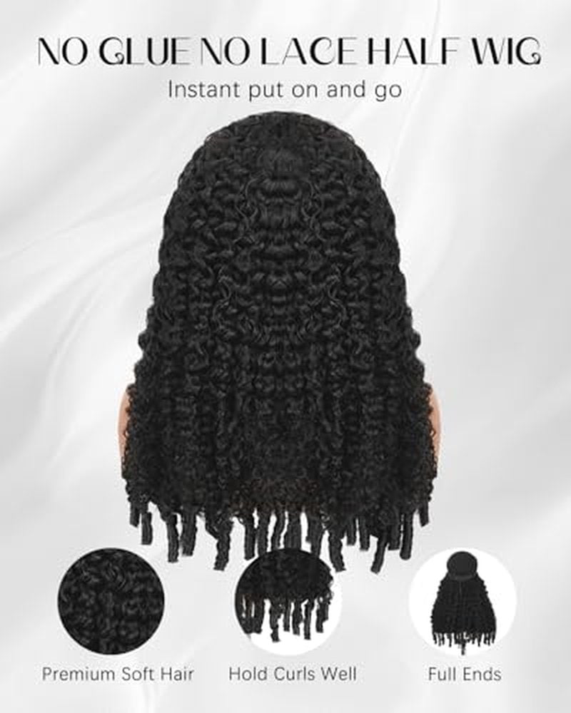 Burmese Curly Half Wig - 20 Inch Glueless Drawstring for Black Women