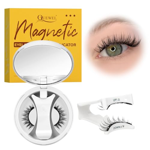 QUEWEL Magnetic Eyelashes with Applicator - No Glue Reusable Lashes