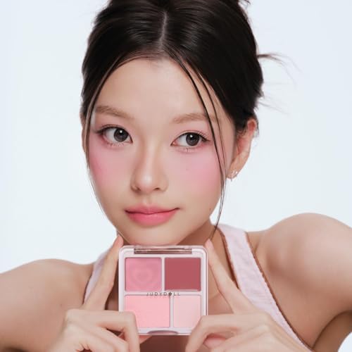 4-in-1 Blush & Highlighter Palette - Travel-Friendly Cream Formula