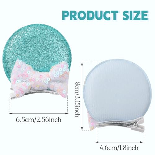 Choicbaby 6 PCS Hair Bow for Gilrs Mouse Ears Sequin Clips Polka Dot Bow with Alligator Clip Mice Ears Hair Bows Barrettes Princess Cosplay Hair Accessories for Baby Girls Toddlers Infant Fine Hair